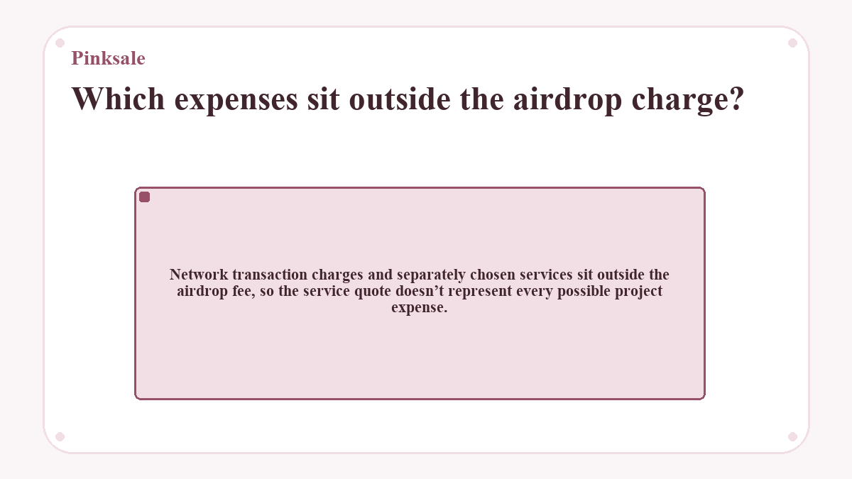 Visual summary: Pinksale: Which expenses sit outside the airdrop charge?